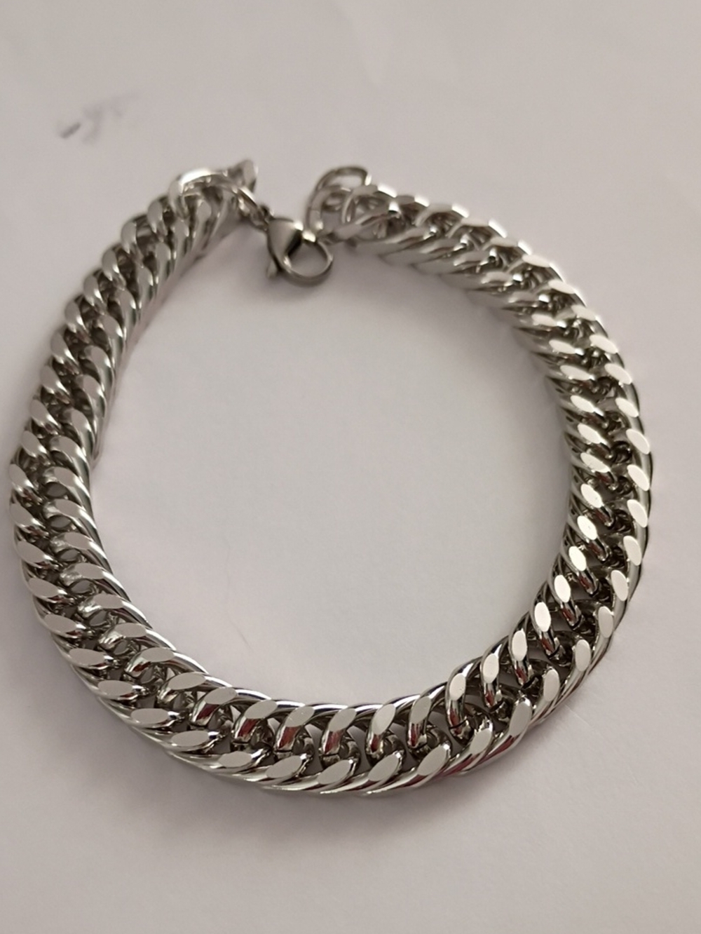 Men's Silver Cuban Link Bracelet - Polished Steel Finish
